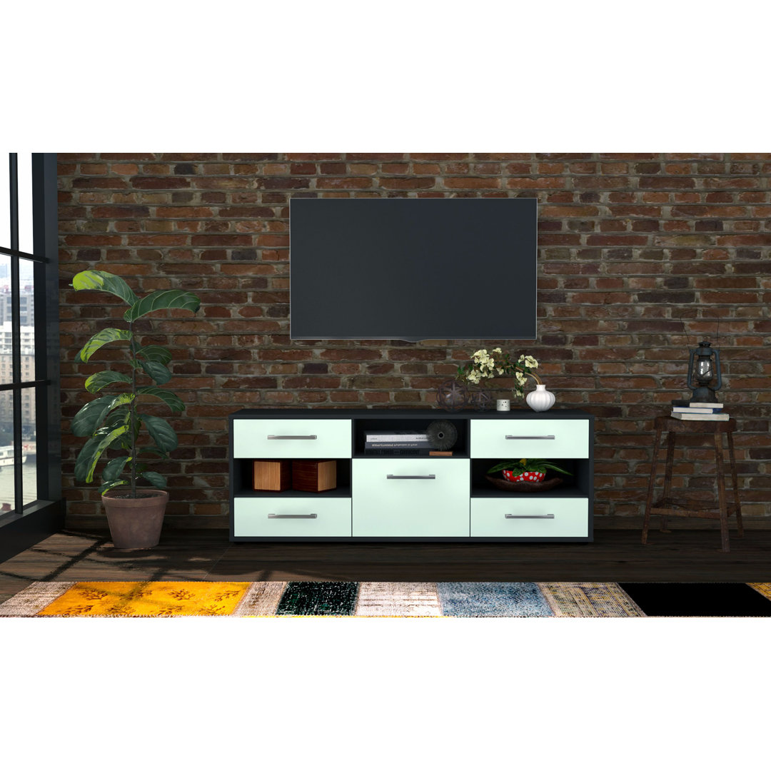 TV-Ständer Natiley, Farbe: Mint/Weiß, Freistehend/Metallgriffe, Größe: 92x49x35 cm