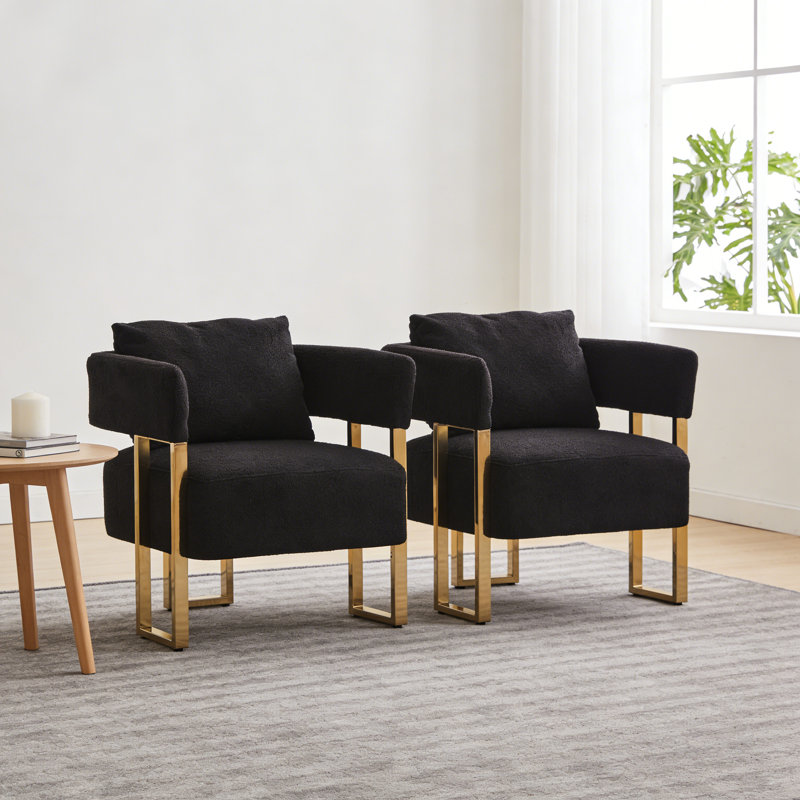 Ensemble de 2 fauteuils d'appoint rembourrés Teddy, Black Teddy