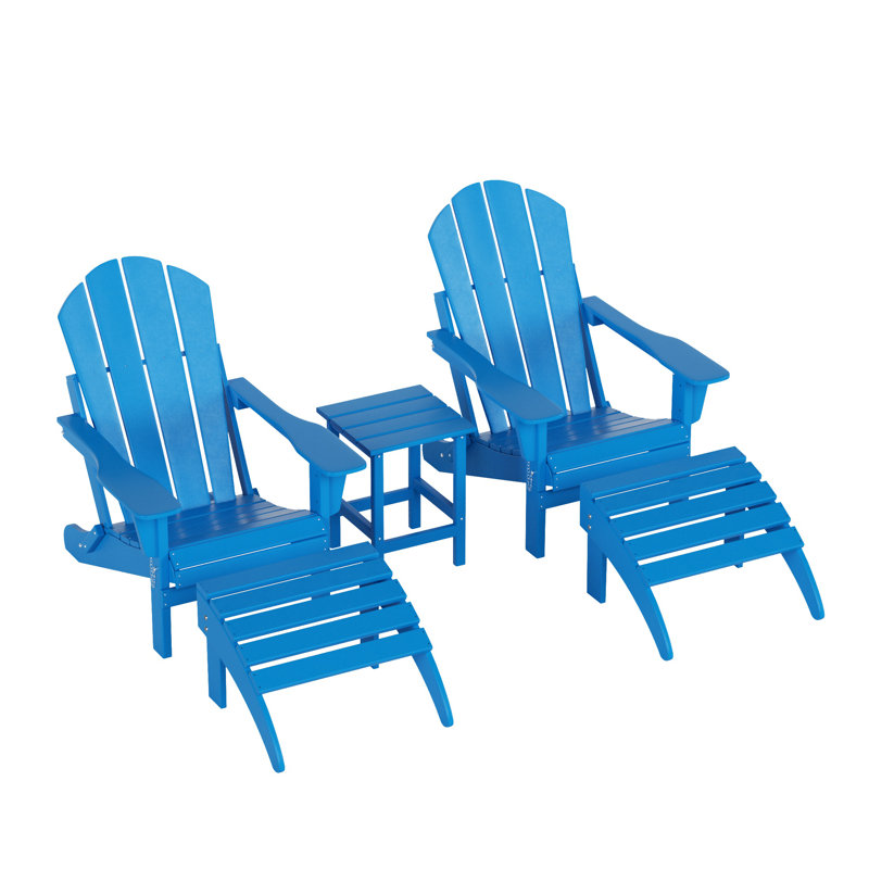 Laguna 5-Piece Seating Group with Table and Ottoman, Pacific Blue