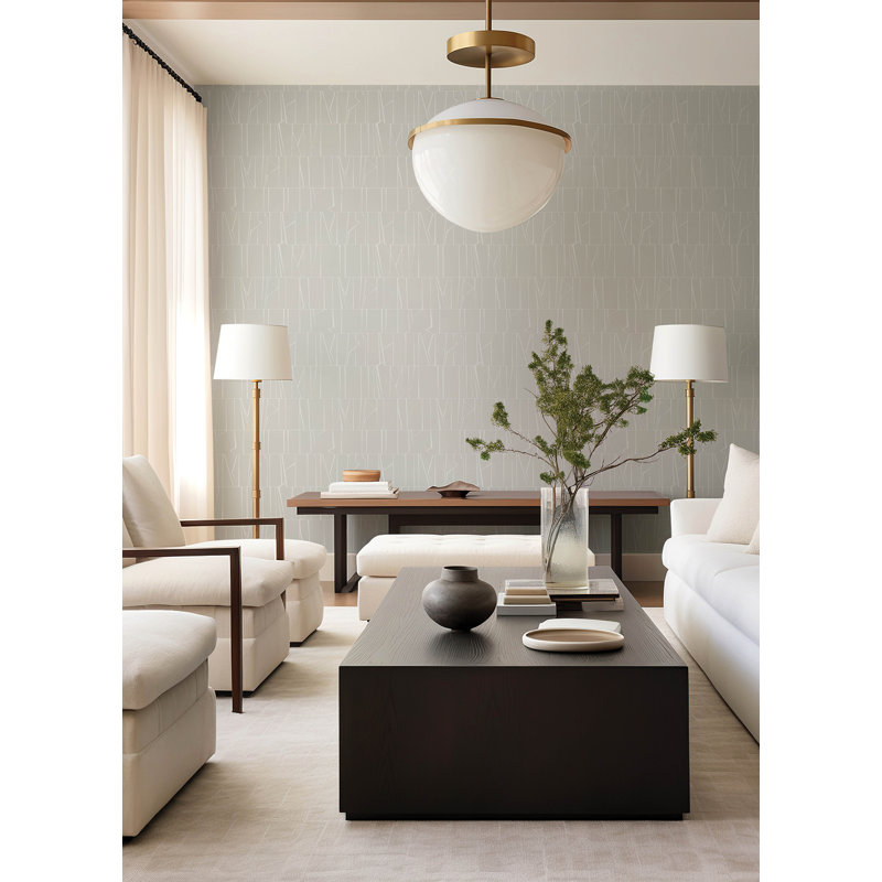 Huntington Indigo Geometric Stripe Wallpaper, Gray