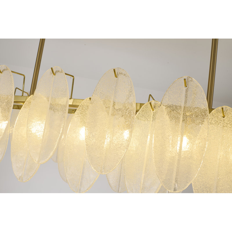 Transitional 8-Light Rectangular Glass Chandelier 