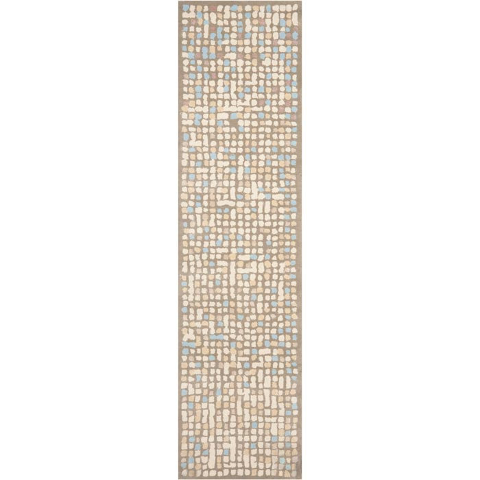 Martha Stewart Hand Tufted Wool/Viscose Geometric Rug in Beige, Runner 2'6" x 10'