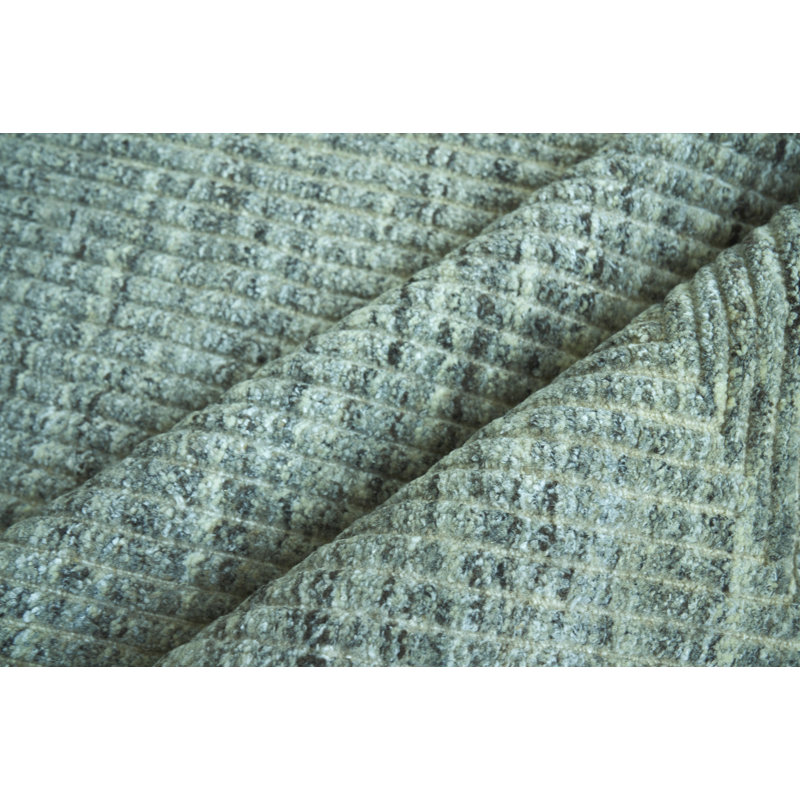 Crescent Wool Area Rug in Gray, Runner 7'2" x 16'3"