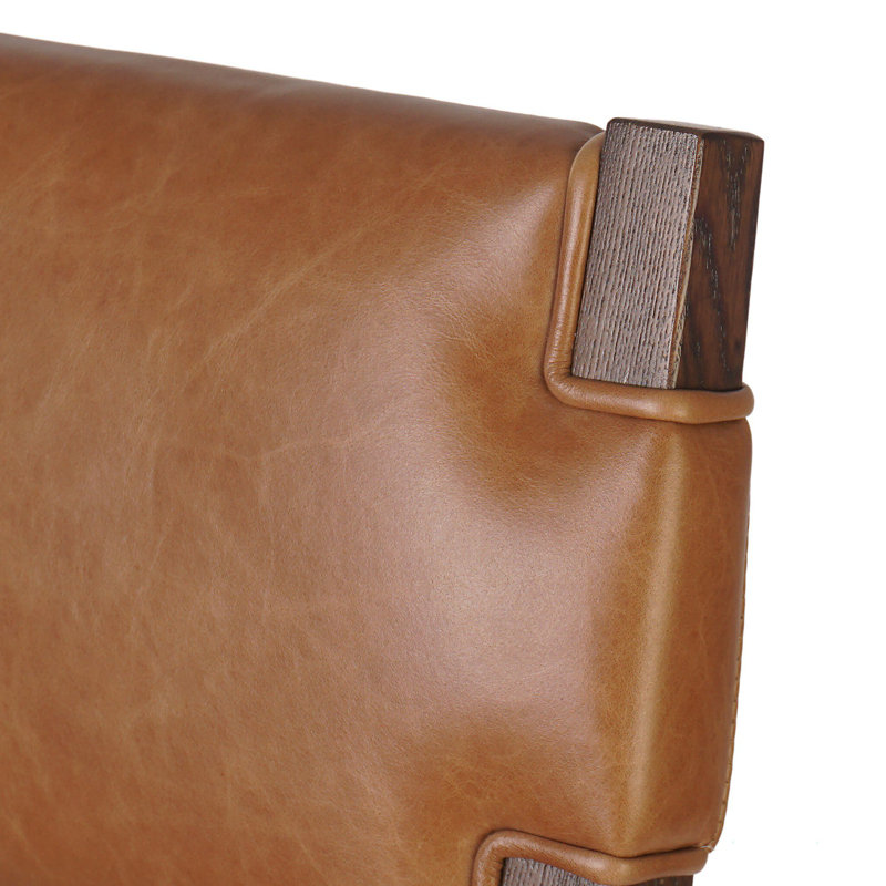 Tamari Stool-Sonoma Chestnut-Bar, Bar Stool (31.25" Seat Height), Brown Genuine Leather, Brown