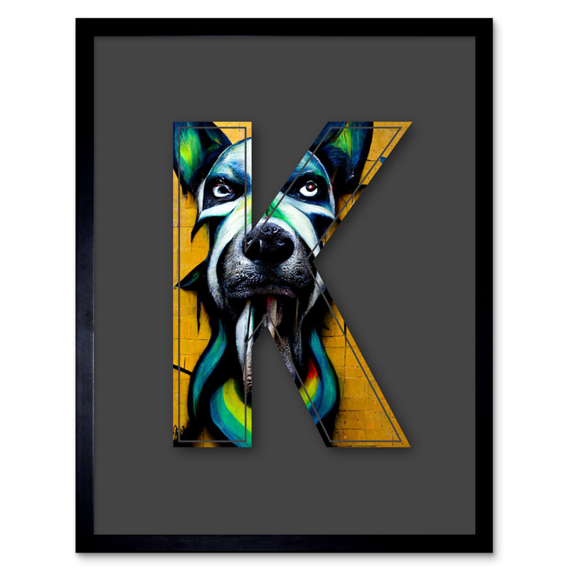 Letter K Dog Face - Single Picture Frame Print
