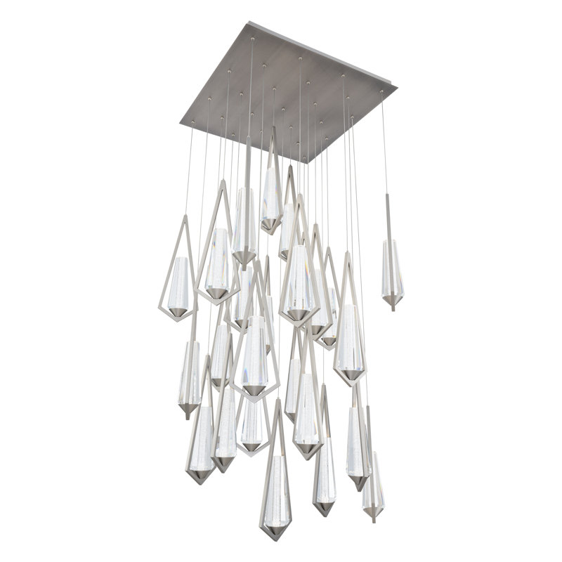 Devotion LED Pendant, 18" H x 28" W x 28" D, Satin Nickel, 25 Lights
