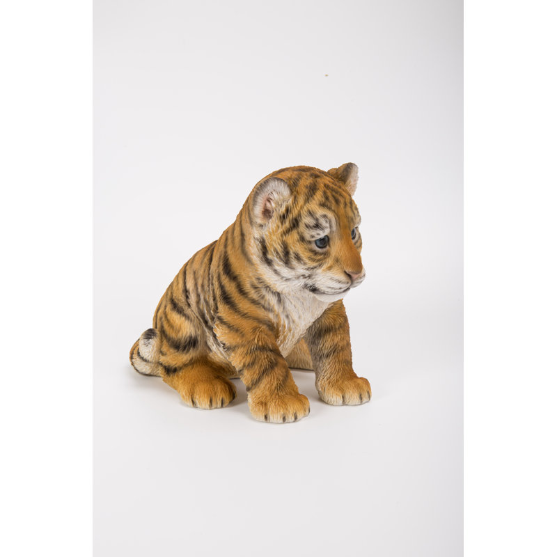 Adorable Realistic Sitting Tiger Cub Garden Statue