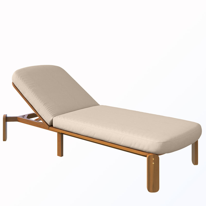 Outdoor Chaise Lounge With Adjustable Backrest, Light Brown
