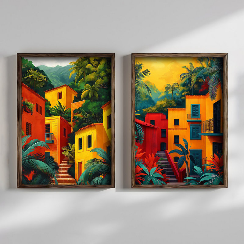 Elegant Decorative Framed MDF Paintings (2 Pieces), Pine Wood Frame, 27.6 x 19.7 x 0.1 inches | 100% MDF, Thickness: 0.1 inches | UV Printed Artwork, Perfect for Living Room & Office Décor, Stylish & Modern Design