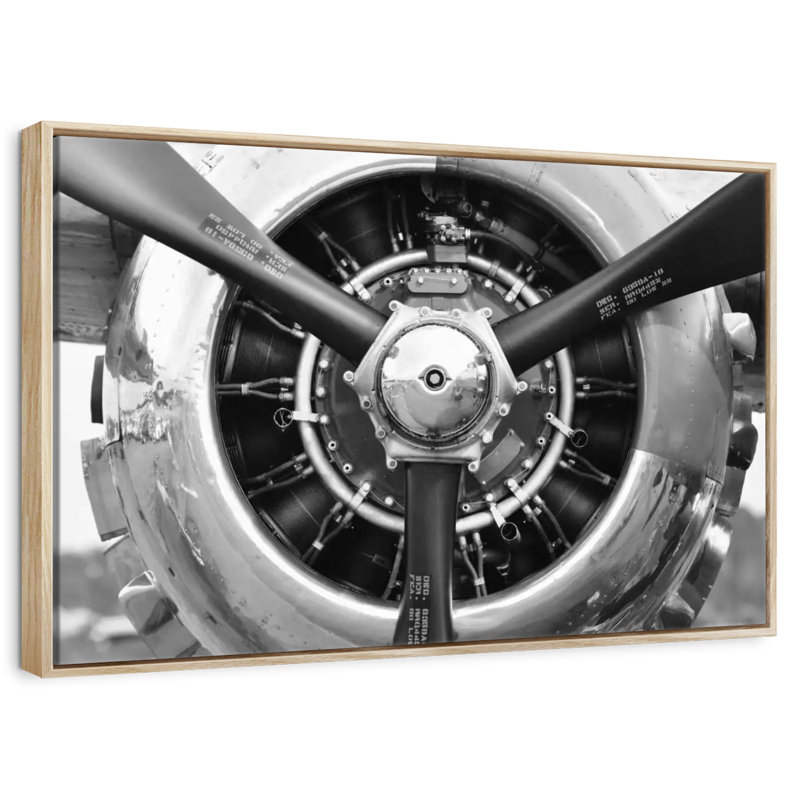 Hélice d'avion, Cadre flottant en bois naturel, 25 po x 17 po