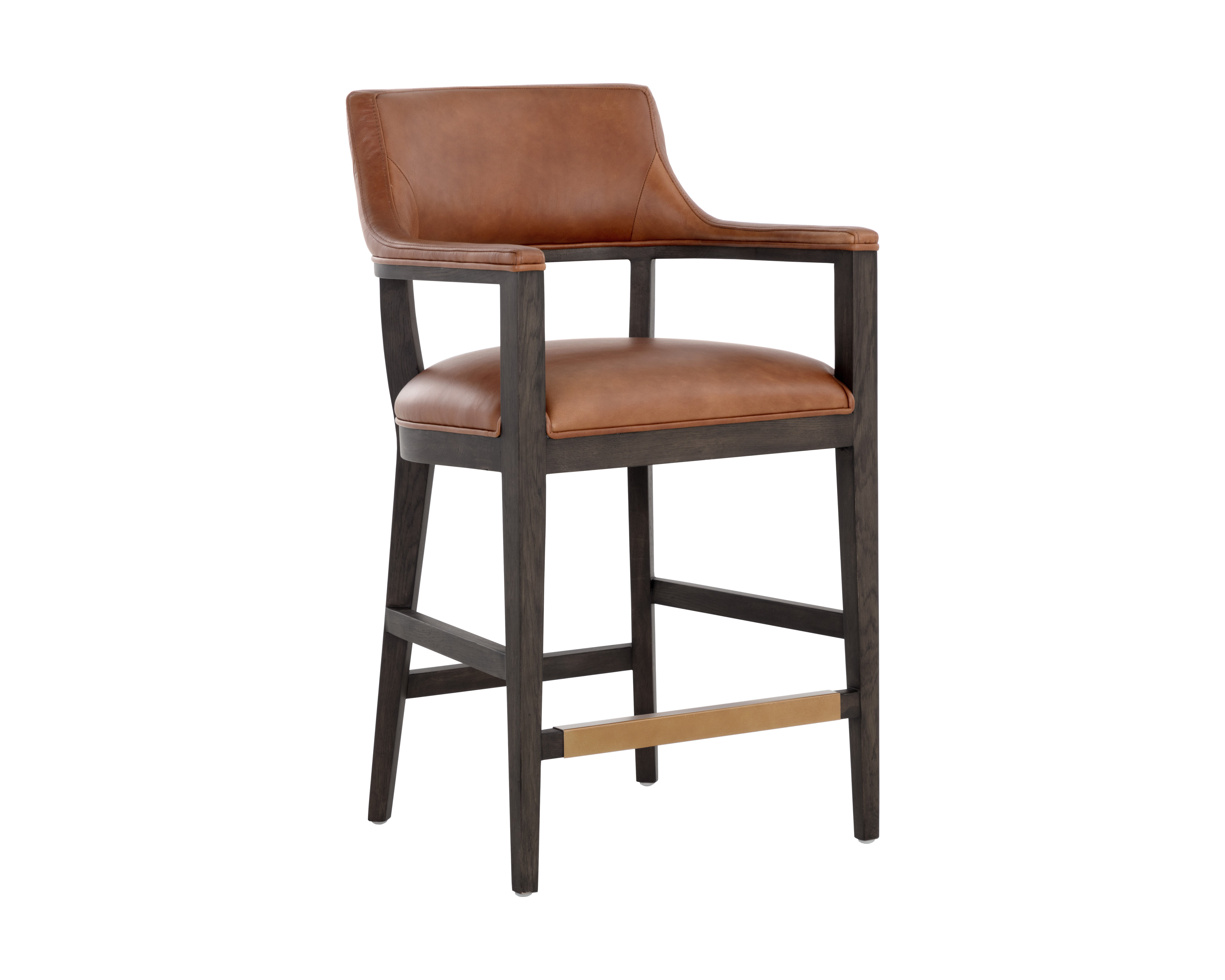 SUNPAN BRYLEA COUNTER STOOL - BROWN - SHALIMAR TOBACCO LEATHER | Perigold