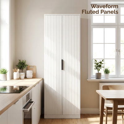 71'' Tall Kitchen Pantry Cabinet With Grille Door With 6-Tier Oak