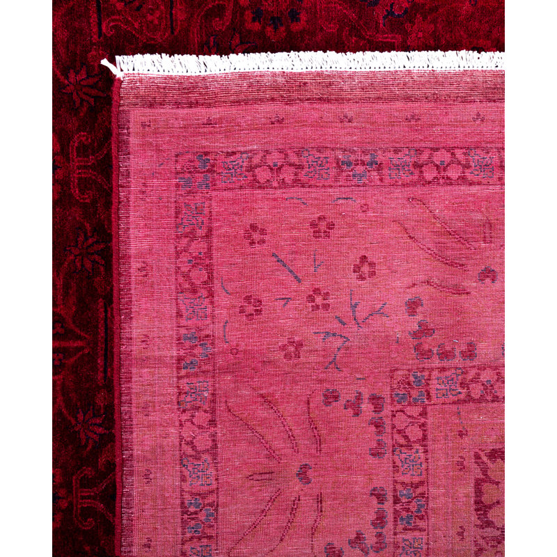 Overdyed Hand-Knotted Wool Modern-Contemporary Red Area Rug 8' 0" x 8' 2"