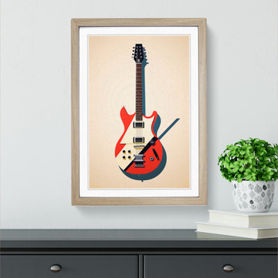 Electric Guitar Minimalism No.3 - Single Picture Frame Print on Wood