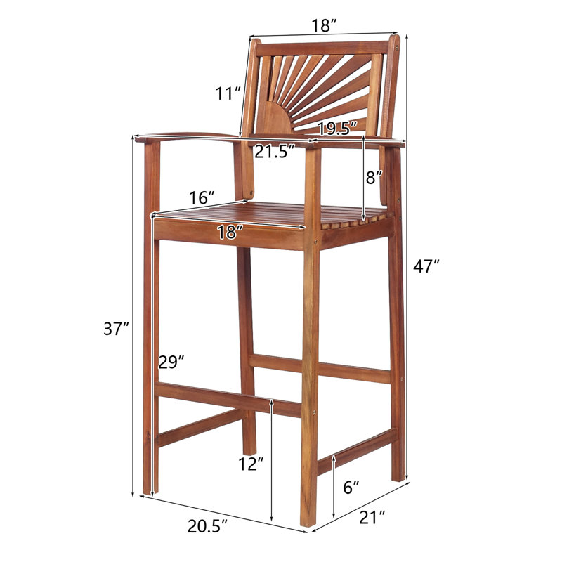 Costway Acacia Outdoor 29'' Bar Stool