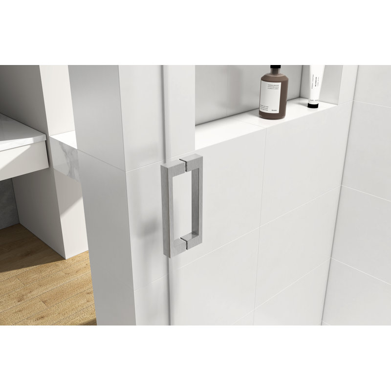 - W x 76'' H Single Added Door Frameless Shower Door with, Chrome