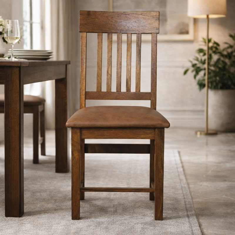 Chaise en cuir à lattes en cuir