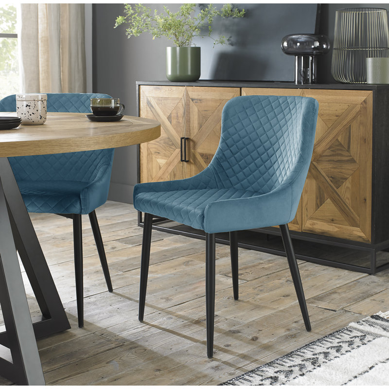 Noa 49 cm H Velvet Parsons Chair, Petrol Blue, Black