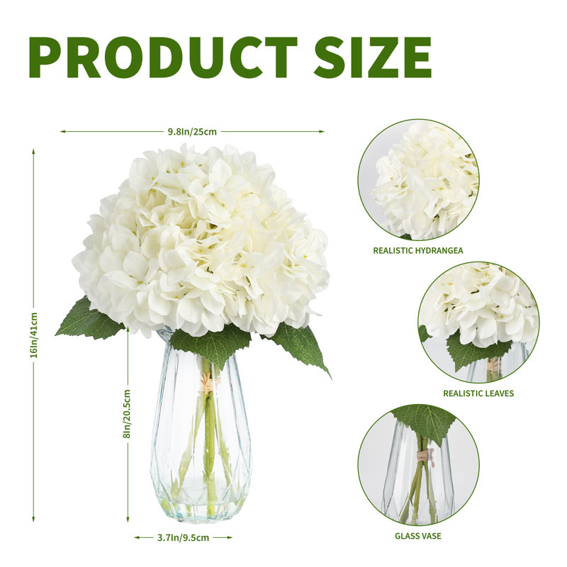 Centre de table Silk Hydrangea Bouquet, Blanc