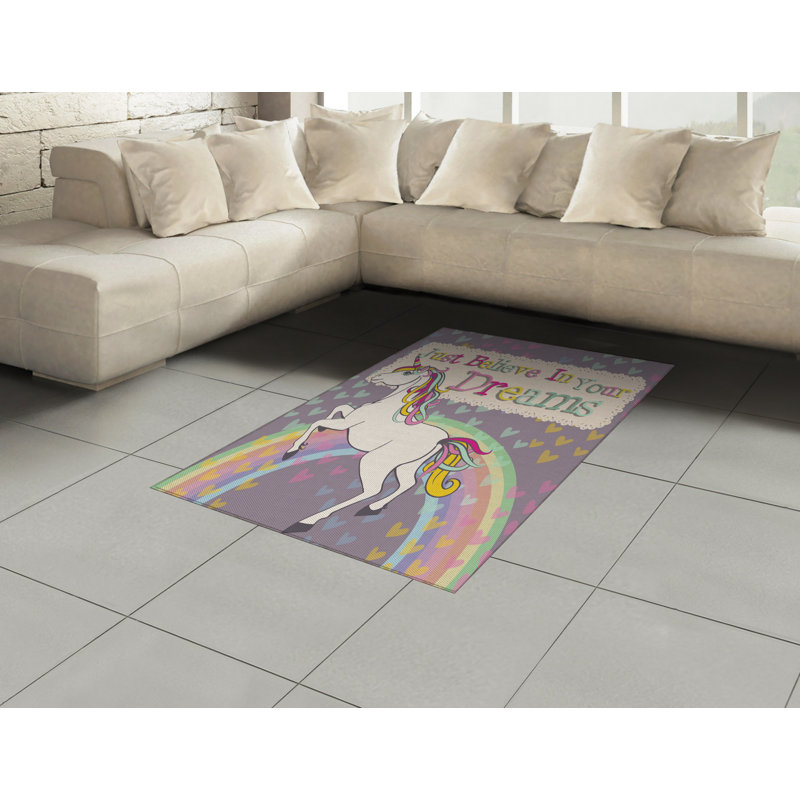 Feminine High Density Long Fiber Poly Threads Decorative Area Rug Carpet, Rectangle 4' x 5'8"