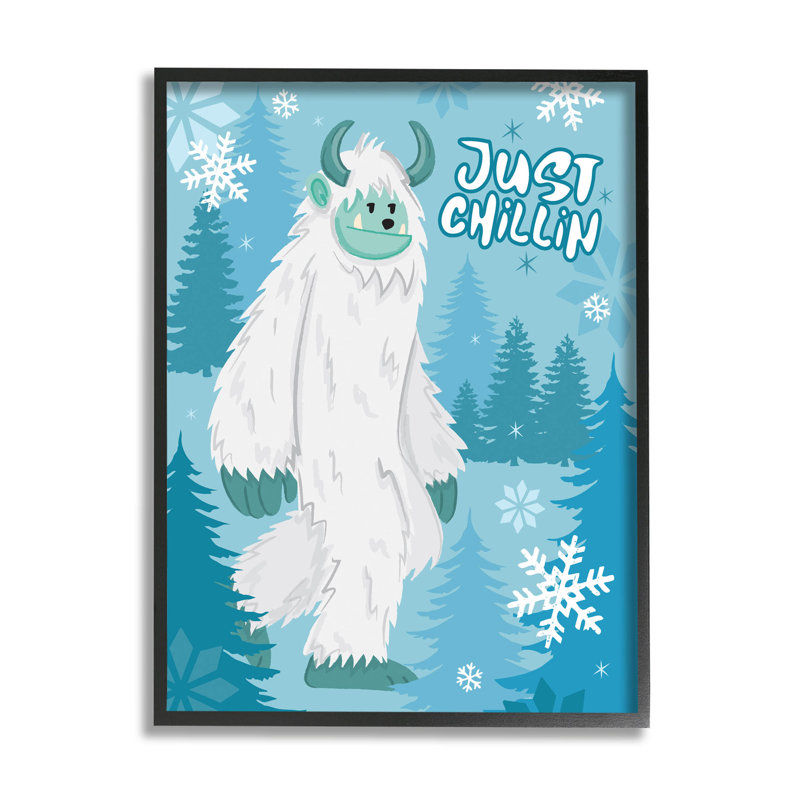 Just Chillin Funny Winter at-234, Giclée encadrée noir minuit, H 14 po x l 11 po x P 1,5 po
