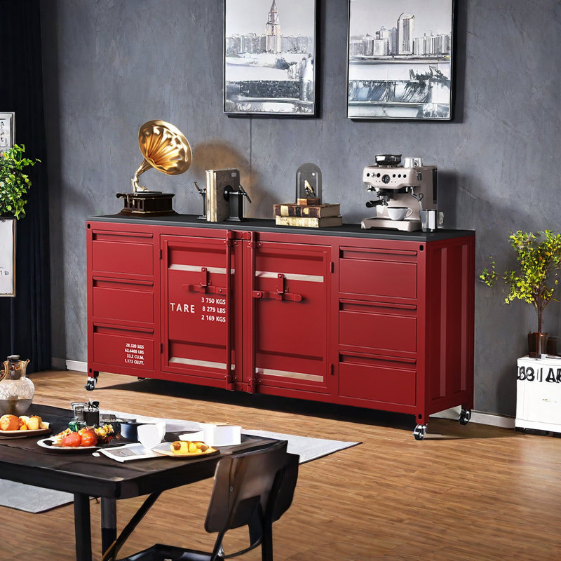 Kazimierz Sideboard, Red, 35.4" H x 78.7" W x 15.7" D