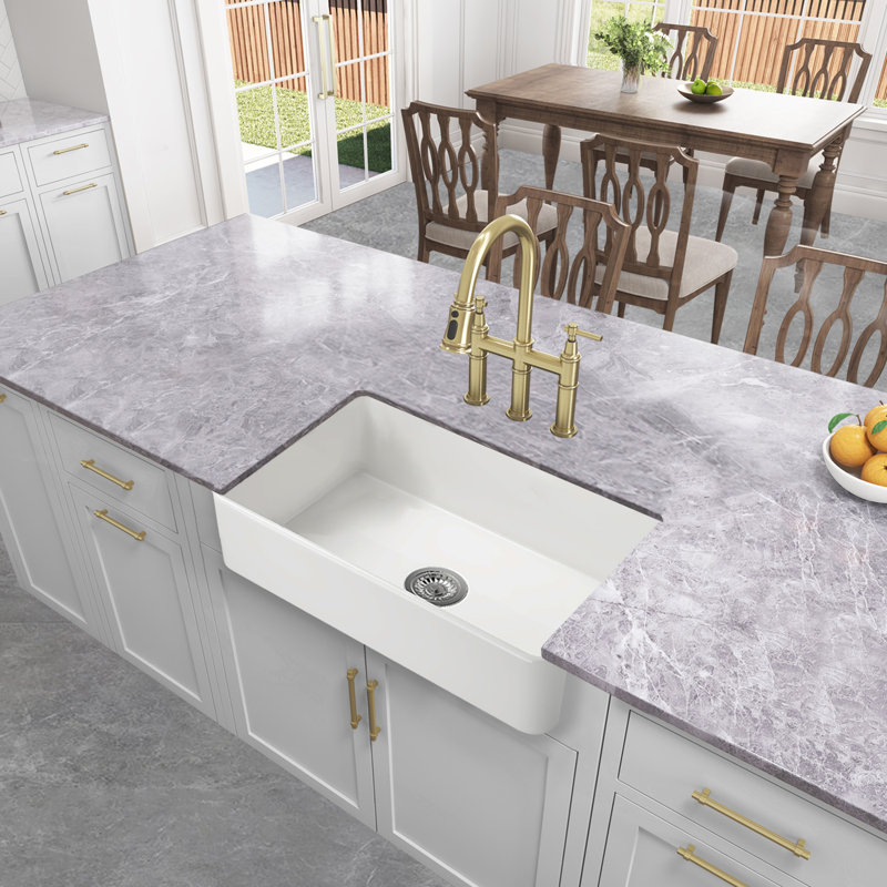 Évier de cuisine DEJIN l 18 po, Blanc, H 10 po x l 18 po x P 36 po
