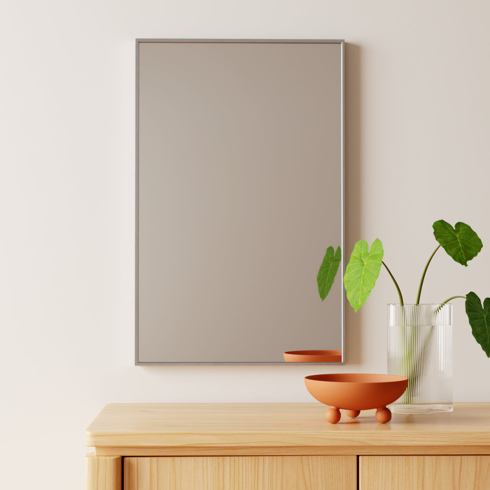 Sabine Metal Rectangle Wall Mirror, 18" x 28", Silver