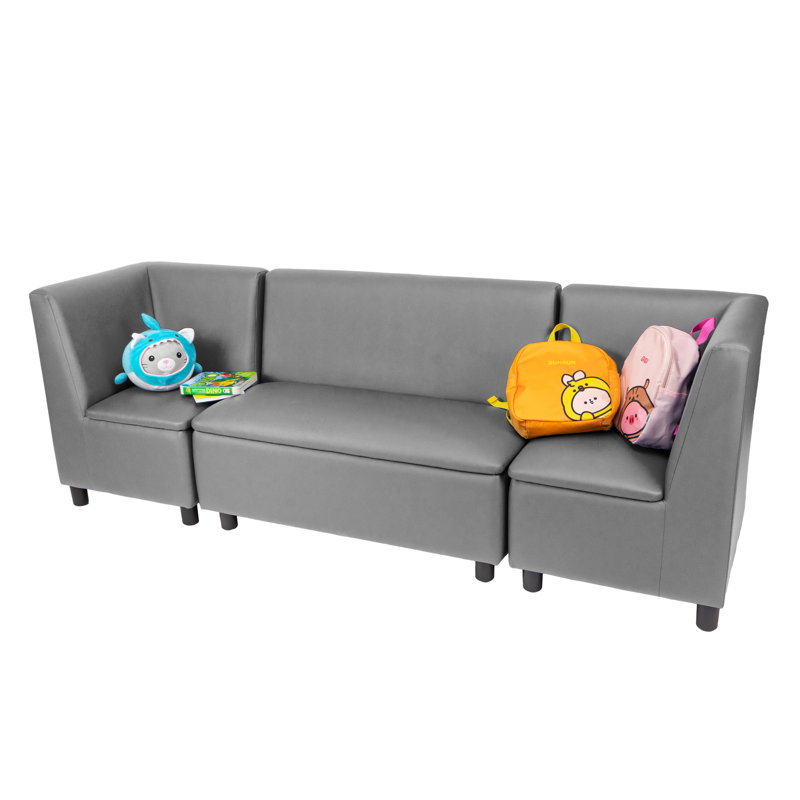 Ensemble de chaises de coin modulaires avec canapé, 3 pièces Kid Comfort - gris, Gris