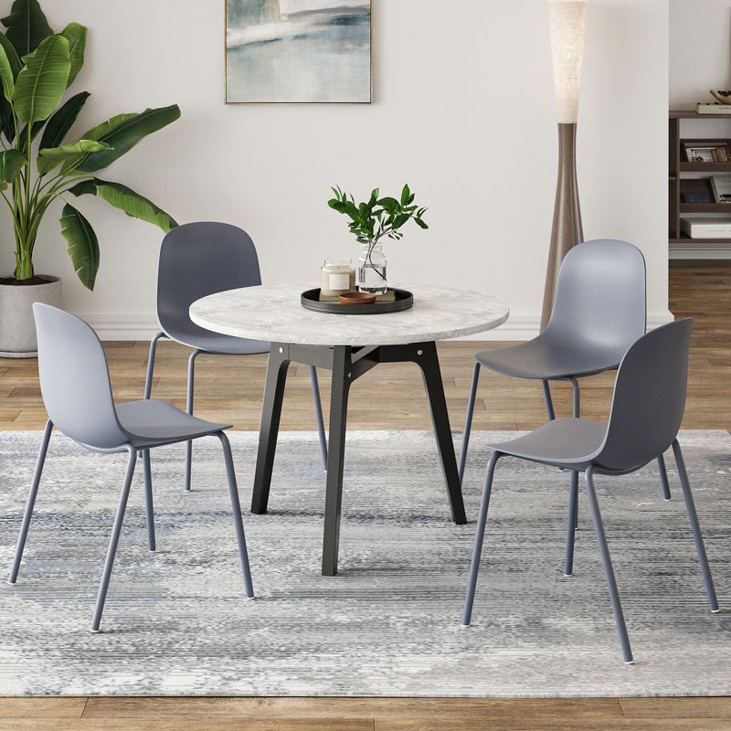 Indoor&Garden Modern Solid Color Stackable Dining Chair, Grey