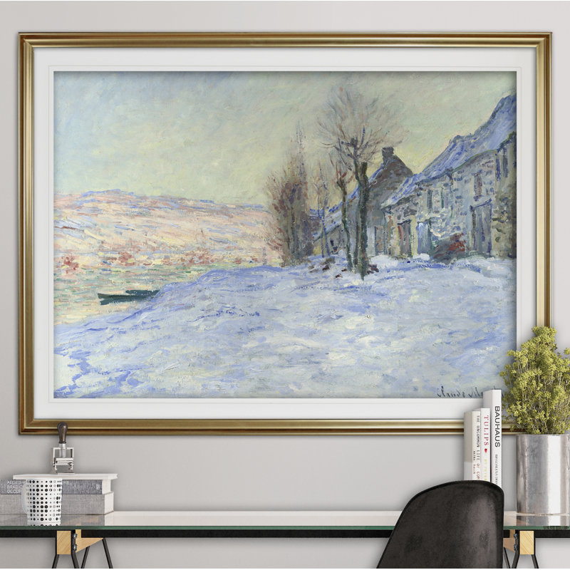 «Sun and Snow» par Claude Monet, reproduction, H 24 po x l 32 po x P 1,5 po, Cadre doré