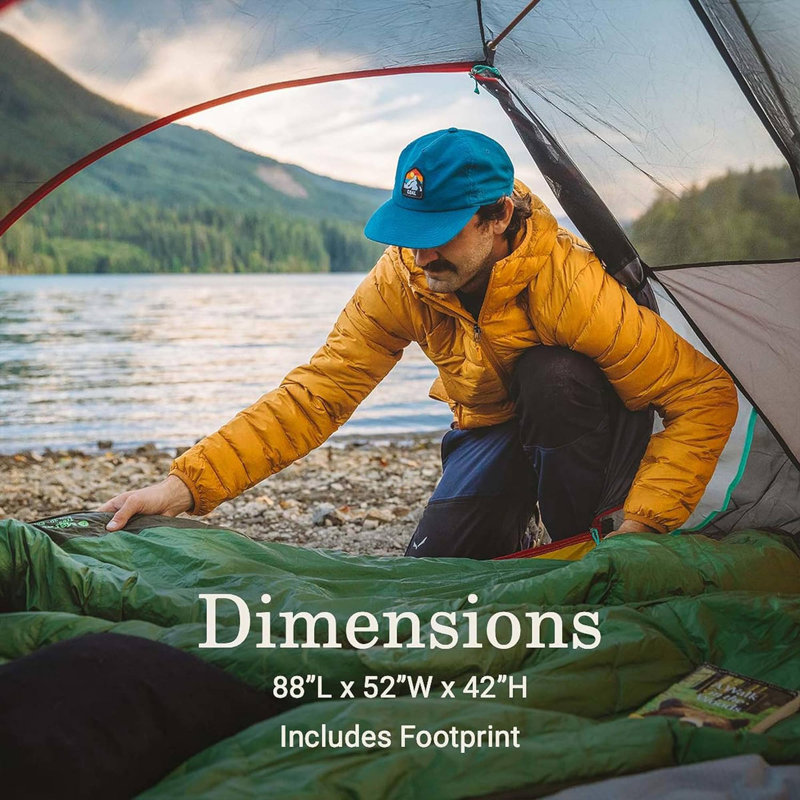 Coleman PEAK1 Premium 2 Person Backpacking Tent w/Waterproof Fabric & Wide Door, 2 Person, 88" H x 42" W x 52" D