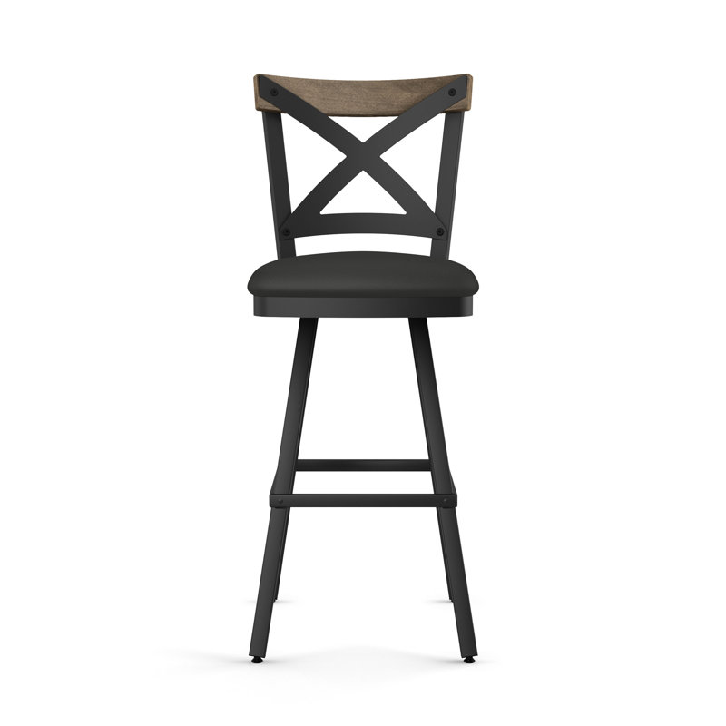 Karsten Swivel Counter and Bar Stool, Bar Stool (30.5" Seat Height), Beige Wood