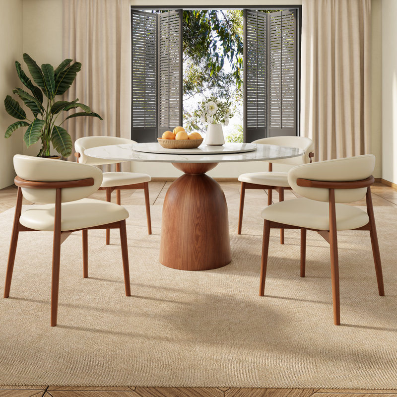 Kitchen Emborough With Lazy Susan Turntable Farmhouse Round Pedestal (1 Table 4 Chairs, 1 Table 6 Chairs), White