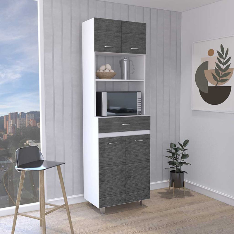 Armoire à micro-ondes Caribe, quatre pieds, un tiroir, une porte double, une tablette