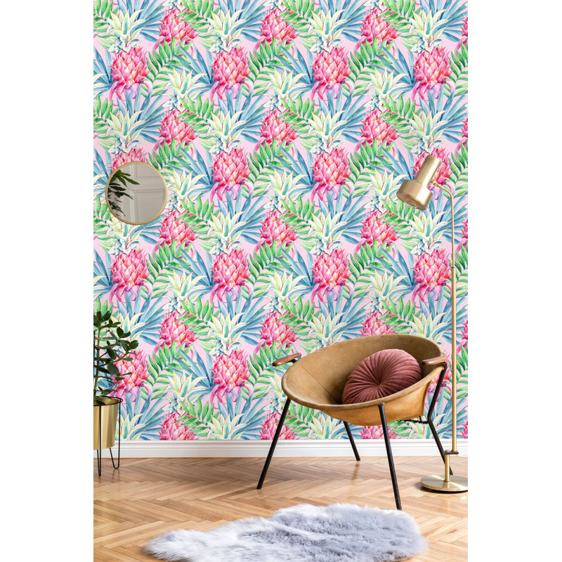 Rouleau de papier peint adhésif Batista Pineapples, L 10,42 po x l 25 po