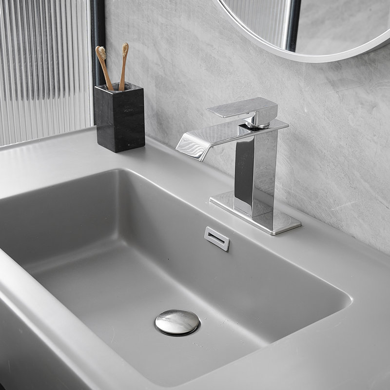 1 robinet de salle de bain monocommande avec bonde, Chrome poli