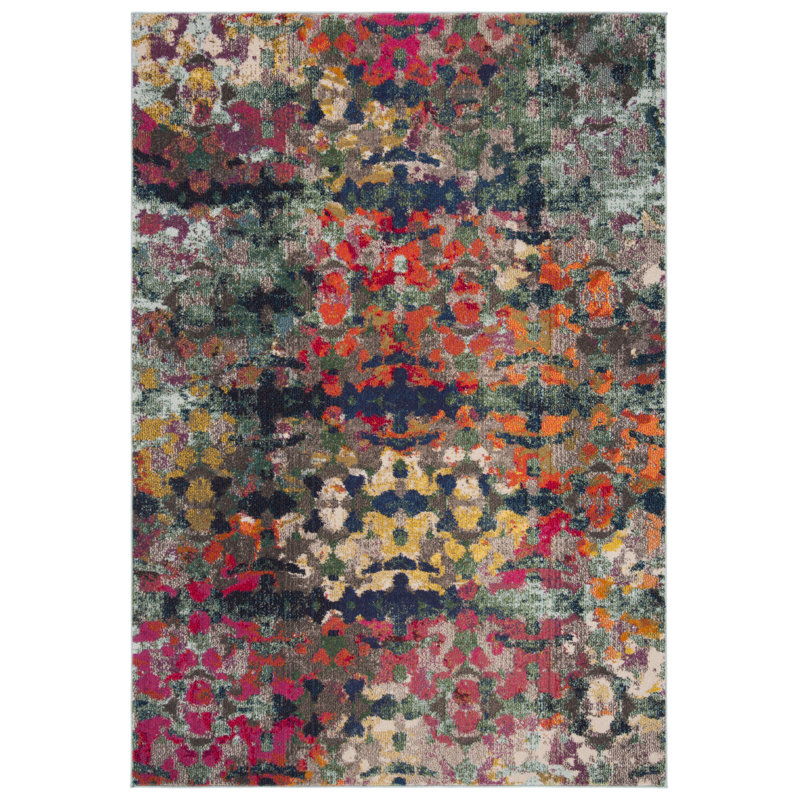 Hertzler Southwestern Green/Blue Area Rug, Rectangle 8' x 10'