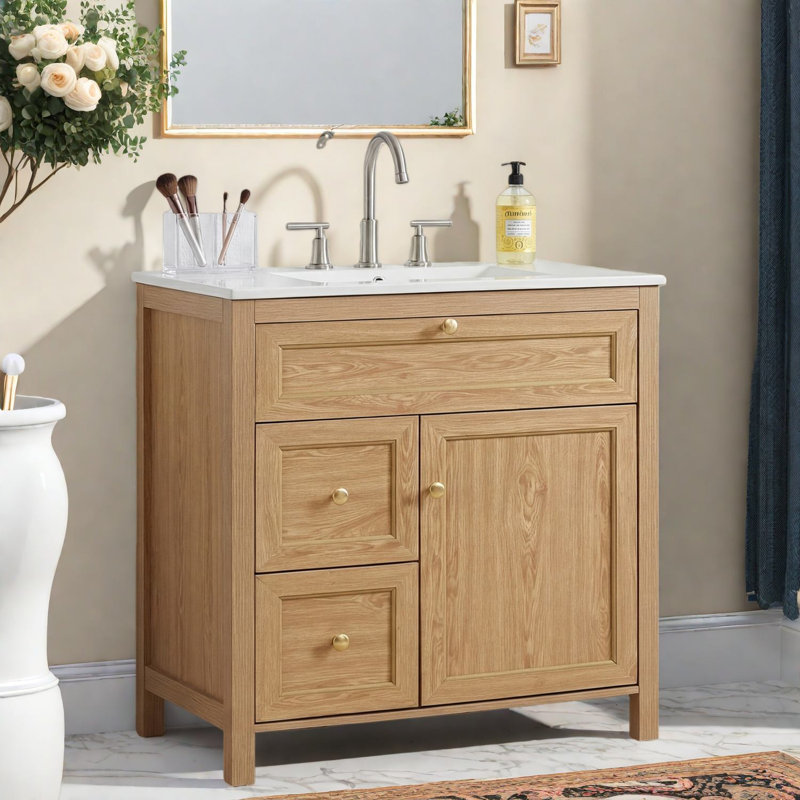 Meuble-lavabo peu encombrant avec lavabo, meuble en bois aggloméré 30 po Modern Home