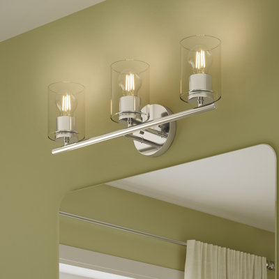 Éclairage pour salle de bain 3 lumières en nickel poli avec abat-jour en verre transparent Replay Collection