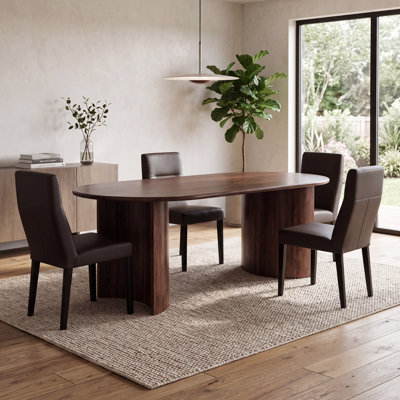 Grobe Acacia Oval Solid Wood Top with Solid Wood Base Dining Table