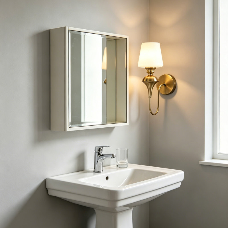 1-Light Modern Rustic Bath Vanity Light With Glass Lampshade, Golden Wall Sconce For Toilet, Hallway, Staircase, Bathroom