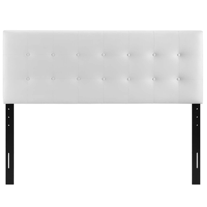 Emily White Faux Leather Tufted Full Headboard