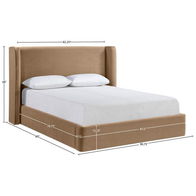 Lit tapissier Kendall Wanaque, Très grand, Velours beige