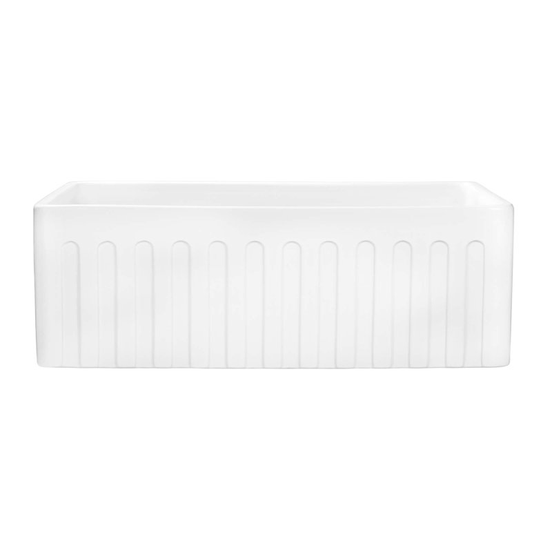Fiamma 33" L x 20" W Farmhouse Kitchen Sink with Sink Grid and Drain Assembly, White