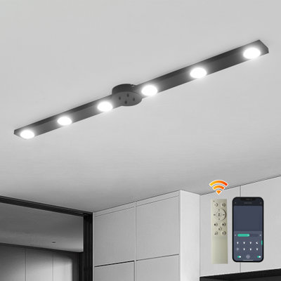 6 - Light 47.24" LED Dimmable Flush Mount