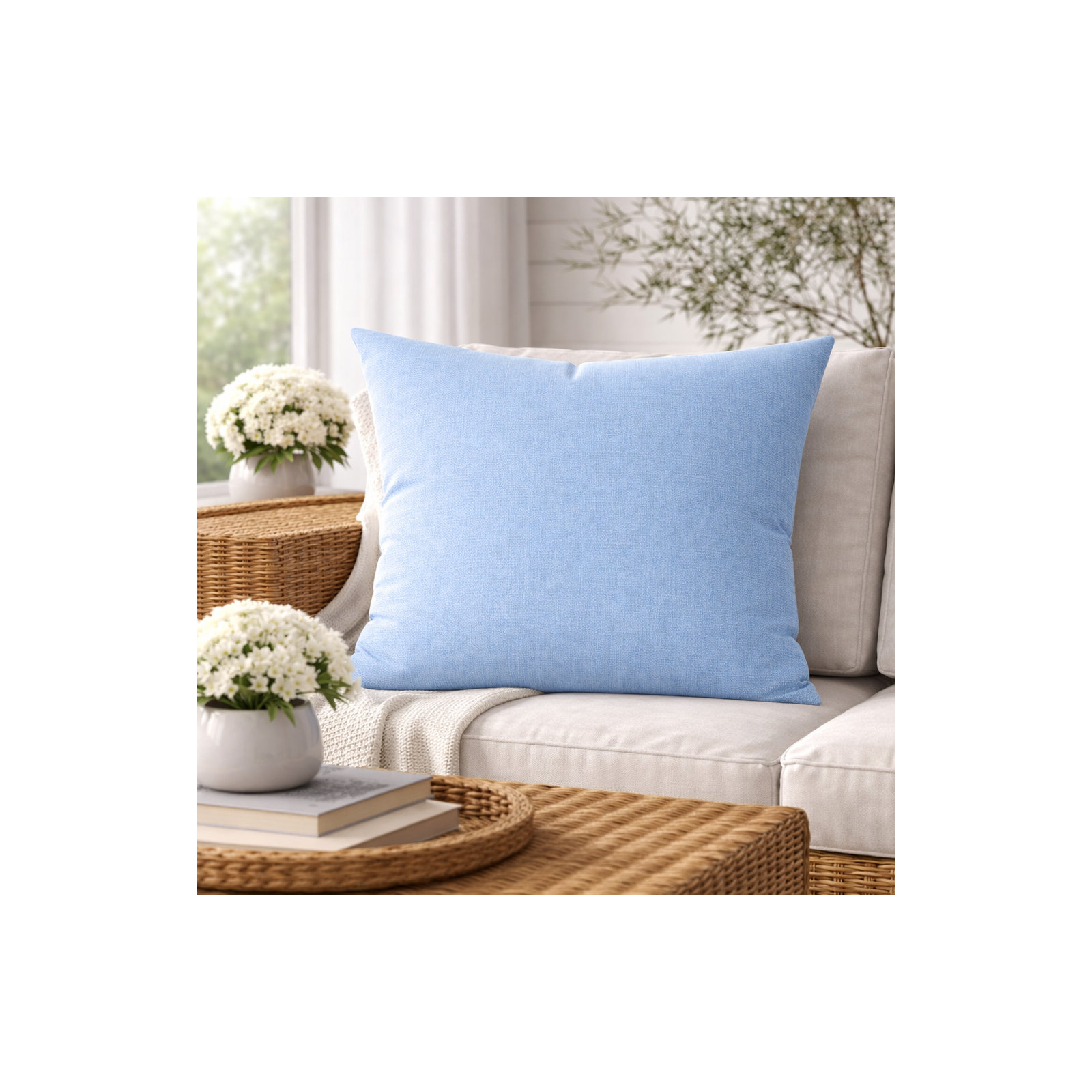 Indoor/Outdoor Throw Pillow, Square 24", Canvas Air Blue Sunbrella® Canvas