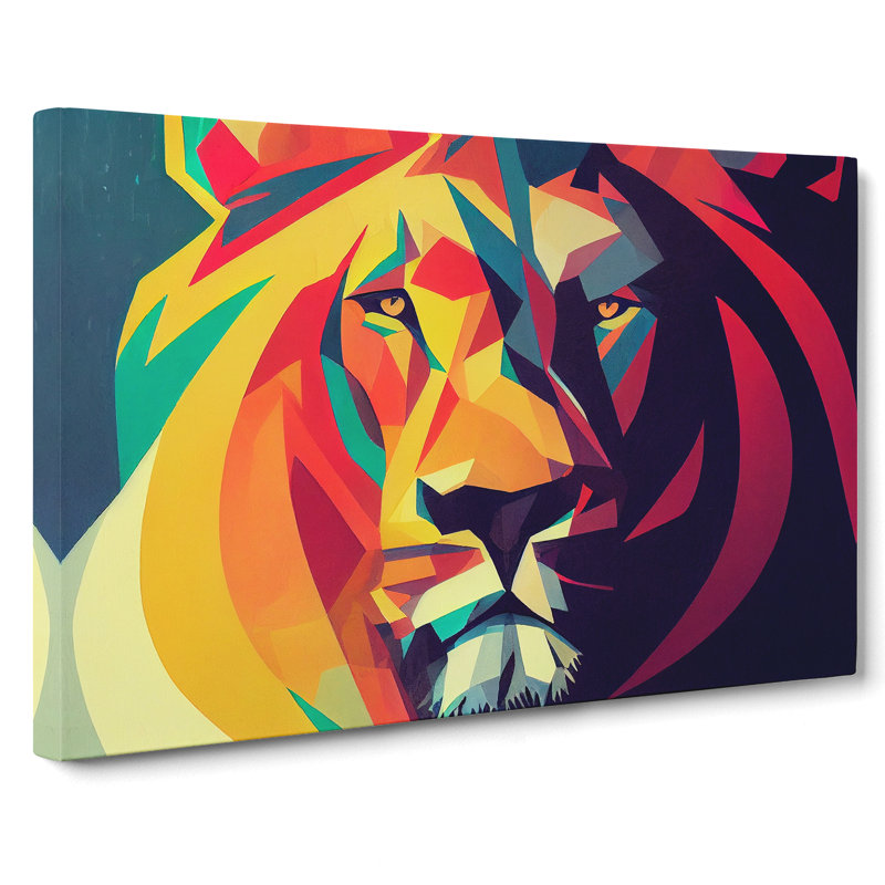 A Lion In Abstract - Wrapped Canvas Print, 40cm H x 60cm W x 3cm D