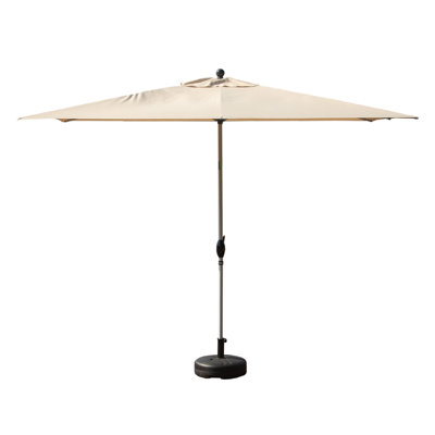 Parasol de patio rectangulaire avec fonction de levage à manivelle et d'inclinaison, beige (base non incluse)