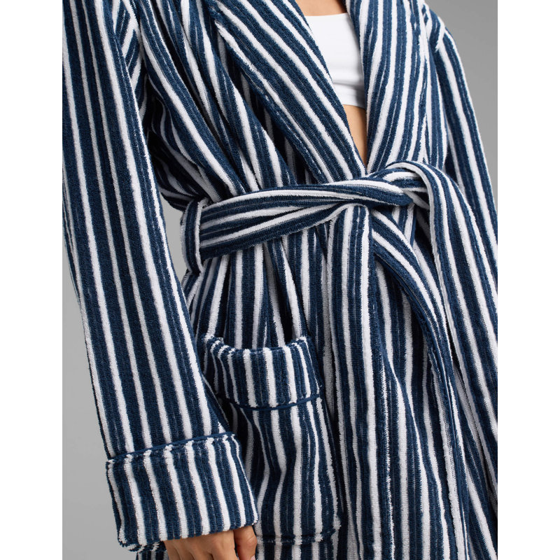 Ribbed Terry Bath Robe, S